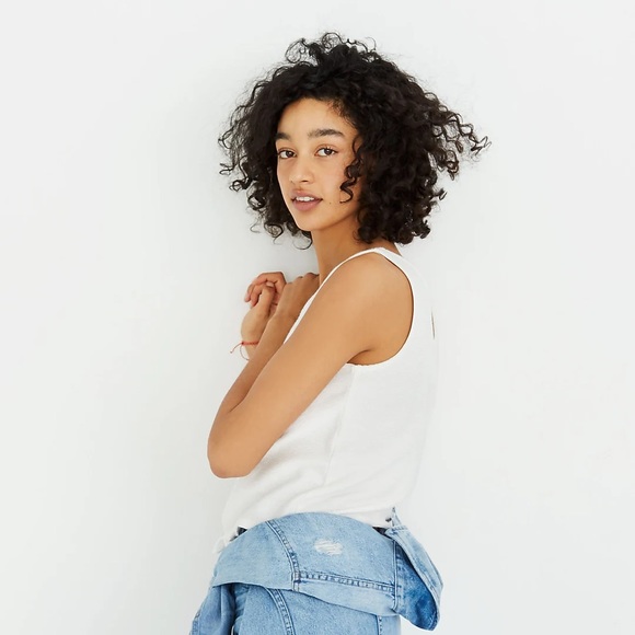 Madewell Texture & Thread Tie-Front Tank Top in White - XS - Picture 4 of 11